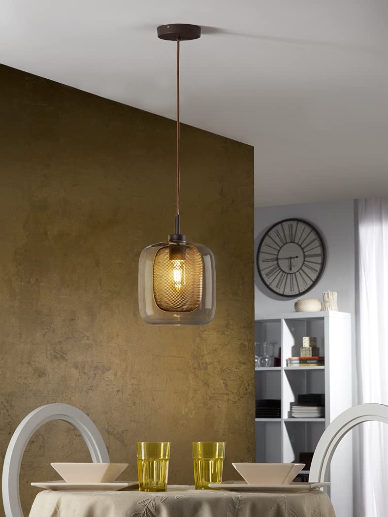 Schuller Brown Crystal Ceiling Pendant Mesh E27