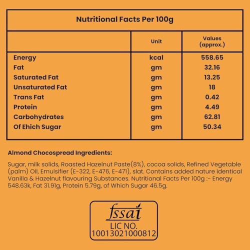 Image of Pure Temptation Almond Choco Spread [340gm] - Protein-Rich Chocolate Spread for Kids & Adults - Perfect for Breakfast, Bread, Fudge, Shakes, Cake & Roti - 100% Veg - Blend of Cocoa & Roasted Almonds