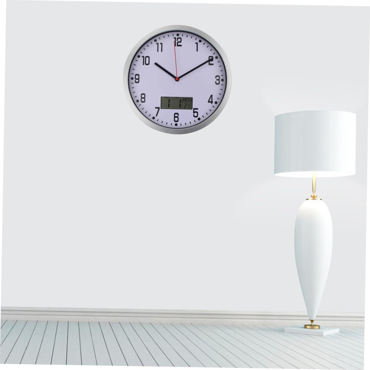 Cabilock Quartz Clock with Thermometer and Hygrometer Large Wall Clock for Living Room Battery Operated
