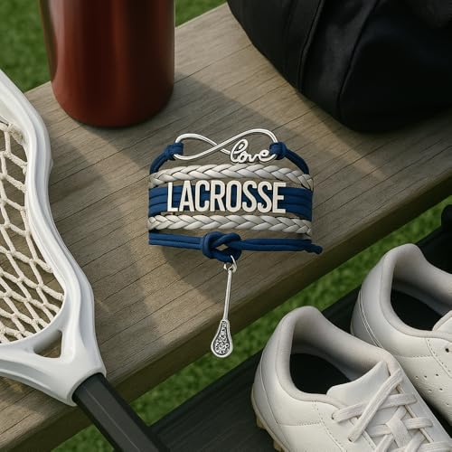 Image of SportyBella Lacrosse Bracelets For Girls - Adjustable Charm Bracelet w /Infinity Symbol & Silver Lacrosse Stick Charm. Friendship Bracelet Gifts for Players, Teams & Coaches