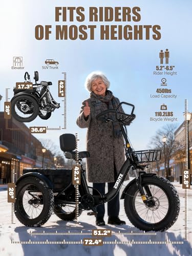 ESKUTE T300 Pro Electric Trike for Adults, Butterfly