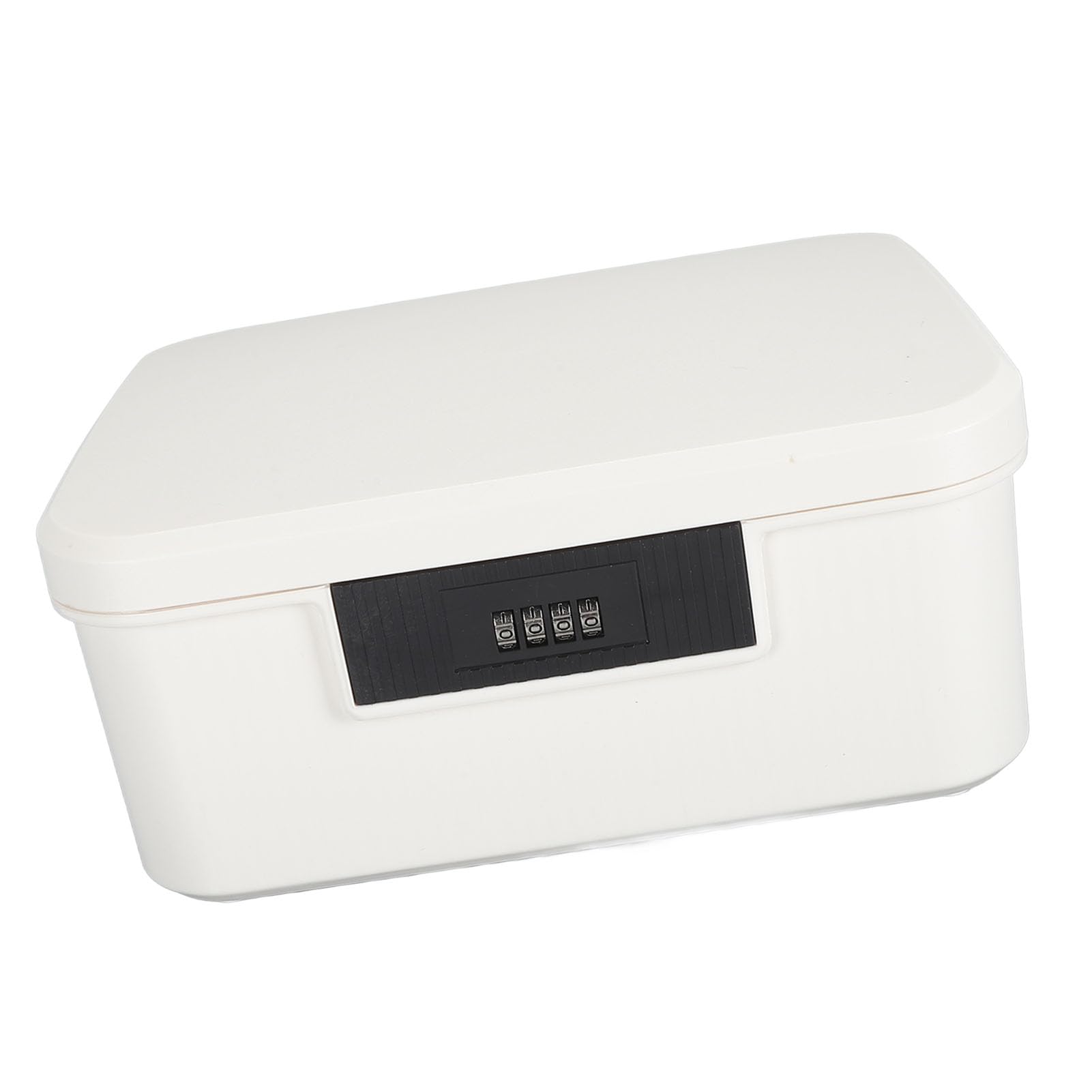Baúl de almacenamiento con cerradura de contraseña, caja de seguridad para archivos y documentos, caja organizadora de doble capa con divisor, baúl de cierre resistente de ABS para (Blanca)