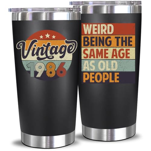 NewEleven 40th Birthday Gifts For Men - Vintage 1986 40th Birthday Gifts Men, Funny Gift For Him, Husband, Dad - Cool Whiskey Gift Idea From Her, Wife - Whiskey Glass