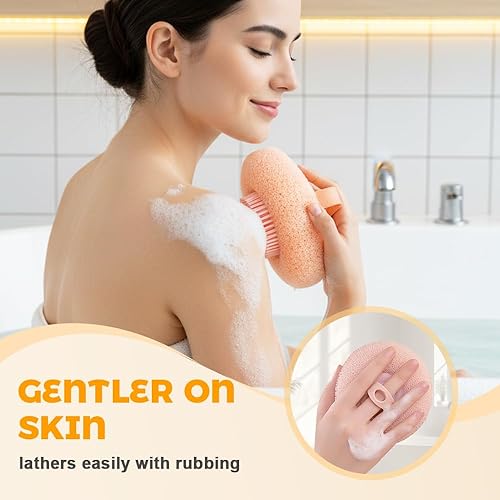 Miniatura 2 de Bola de baño con ventosa de girasol súper suave, cepillo de limpieza de esponja de baño exfoliante con anillos para los dedos para mujeres y hombres