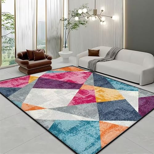 Tapis géométrique ovale vieilli fini les sols froids et tristes du salon