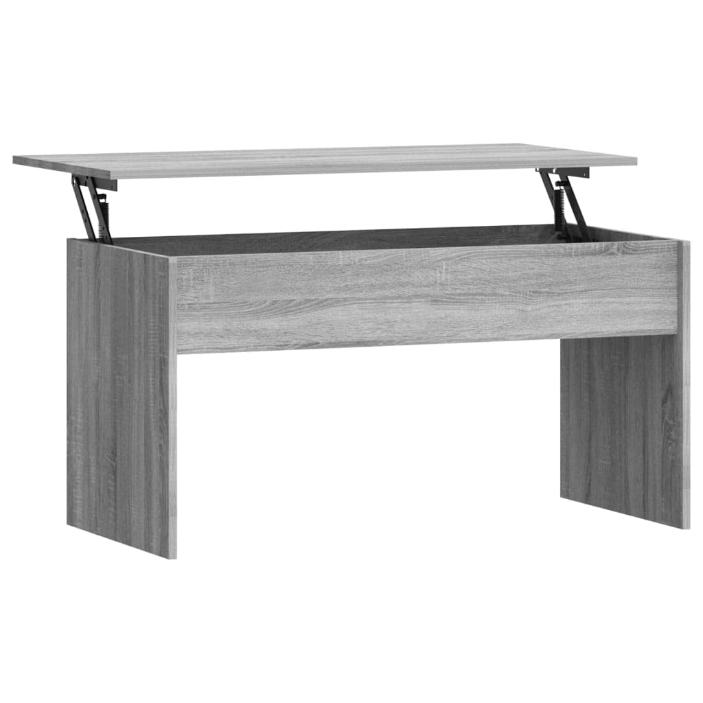Tavolino Salotto con Piano Sollevabile Grigio Sonoma 102x50,5 cm