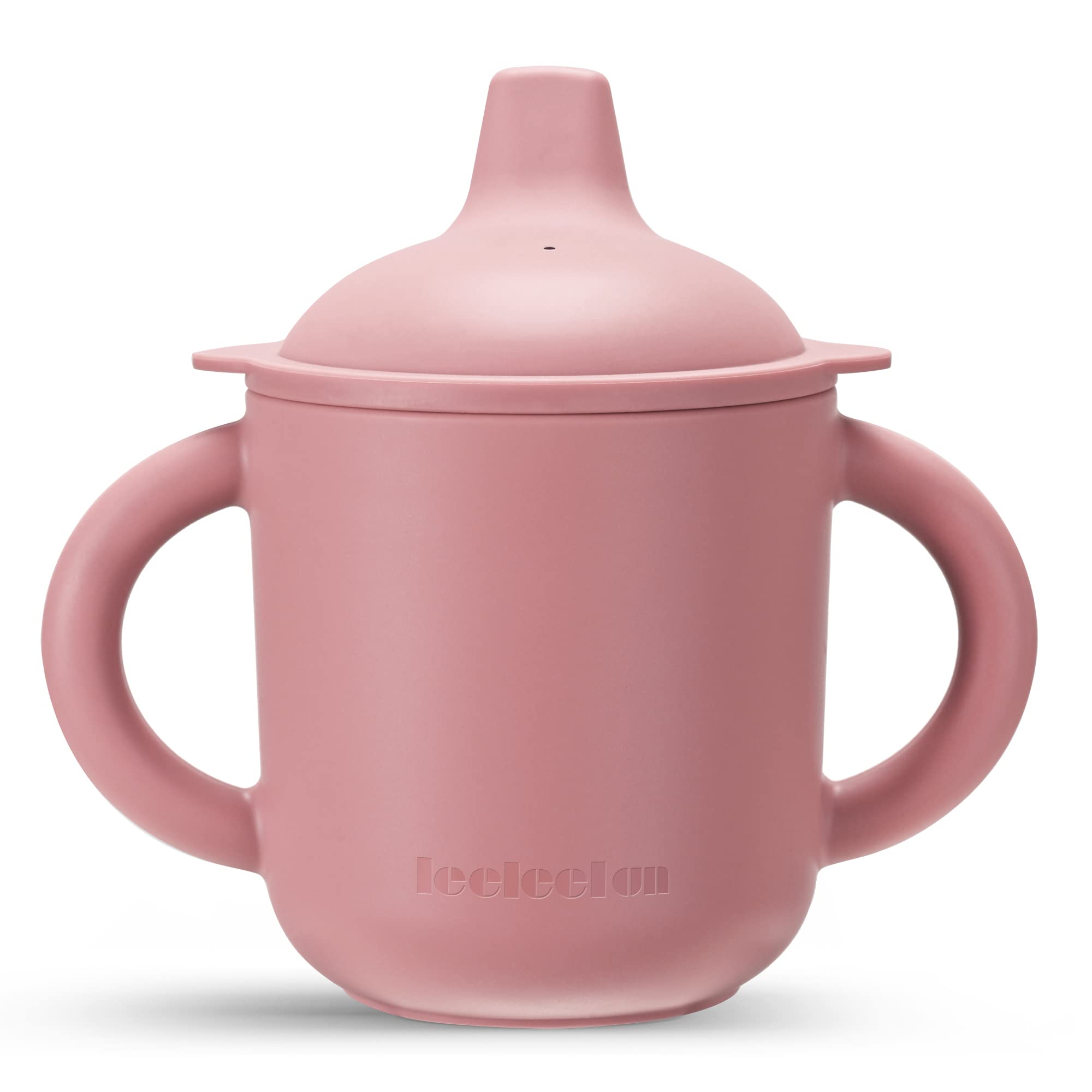 Leeleelon® Silicone Sippy Cups for Baby, 6 oz, 6+ Months, Soft Spout and 100% Leak-Proof Design, Platinum Silicone (Canyon Rose)