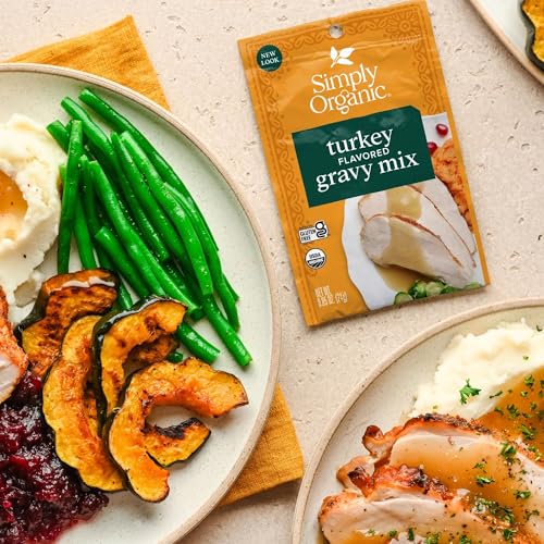 Image of Simply Organic Turkey Flavored Gravy Mix, Certified Organic, Gluten Free | 0.85 Ounce (Pack of 12)
