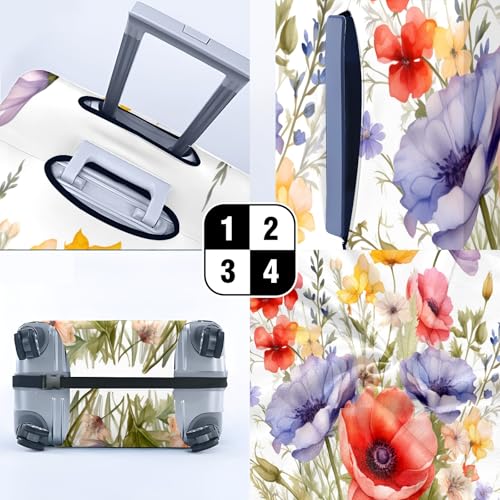 Flowers Luggage Cover Suitcase Protector Travel Luggage Cover Carry on Luggage Cover Washable Baggage Covers for Suitcase Fit 22-24 Inch Luggage4