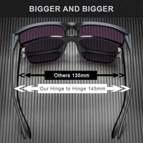 Image of STGATN Big Head Sunglasses for Men - 155MM for Large Wide Heads Men's TR90 Ultralight UV400 Protection Glasses
