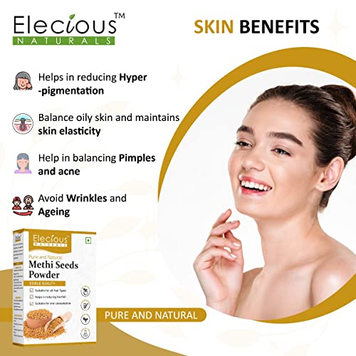 Image of Elecious 100% Methi Seed Powder For Hair Growth - 200 g | Fenugreek Powder | 100% Pure and Natural | Ideal for Hair care, Hair growth, Skin care and Eating