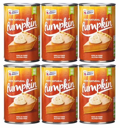 Baking Buddy - Puré de calabaza enlatado - 425 g x 6 (relleno de pastel de calabaza), 100% natural