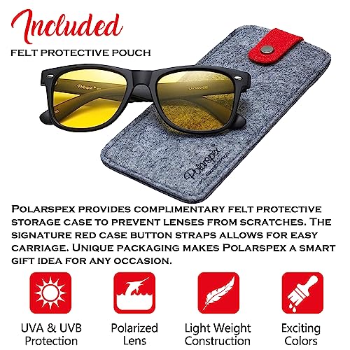 Image of PolarSpex Polarized Sunglasses for Men and Women | UV Protection, Durable Lightweight Frame, Retro Style, Felt Carrying Case, Clear Vision for Driving, Fishing & Everyday Wear.