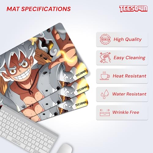 Image of One Piece Monkey D. Luffy Anime Large Extended Mouse Pad for Laptop Desktop PC Gaming Desk Mat Rubber Base Desk Pad