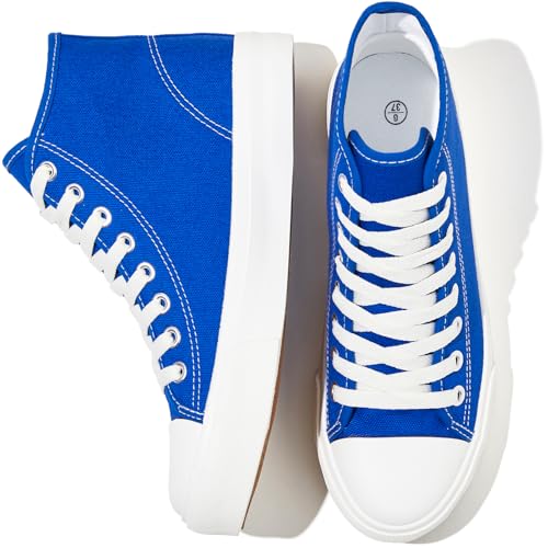 Image of Uoidru High Top Sneakers for Women Canvas Shoes White Canvas High Tops Women Casual Shoes Lace Up Fashion Sneakers