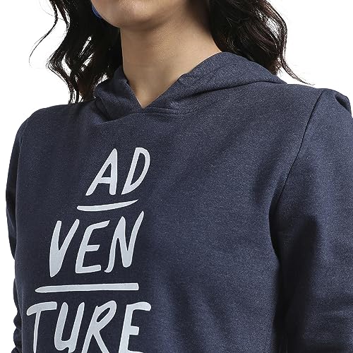 Image of PINACOLADA Women's Typographic Print Hoodie with Ribbed Hem for Casual Wear | Pull On Closure | Hooded Neck | Long Sleeve | Cotton Sweatshirt Crafted with Comfort Fit for Everyday Wear