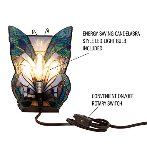 Lavish Home 72-TIFF-2 Tiffany Style Butterfly Lamp - Stained Glass Table Or Desk Light Led Bulb Included thumb #2