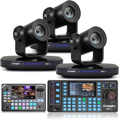 FoMaKo 12G-SDI 4K 60FPS NDI, 20X Optical Zoom PTZ Camera,4KP60 AI Auto-Tracking Gen 3, for Church,Baseball Competition Live Broadcasting Live Production(K820SX3+KC602+KC608N)