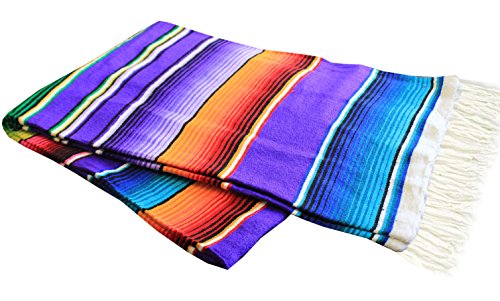 Del Mex Mexican Serape Blanket (Large, Purple)