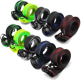 Trabulate ZHUOHUA 10Pcs Fishing Rod Sleeve Rod Covers 67inches/74.8inches Braided Mesh Rod Protector Pole Gloves Fishing Tools, Accessories for Casting Sea Fishing Rod/Spinning Fishing Rod