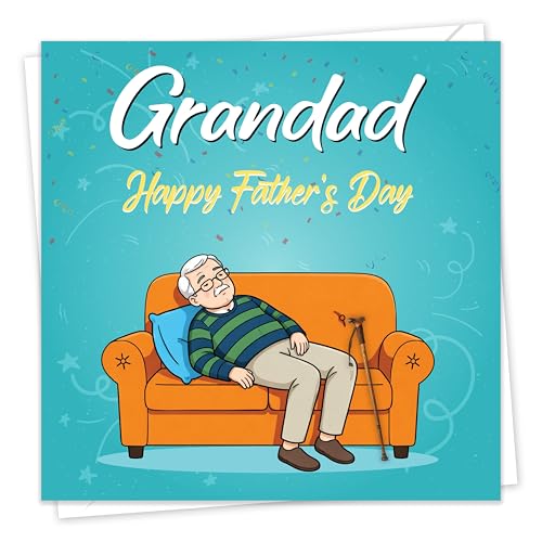 Giftinghouse Grandad Fathers Day Card with Envelope 15 x 15 cm Premium 350 GSM From Granddaughter or Grandson Printed Inside Made in the UK