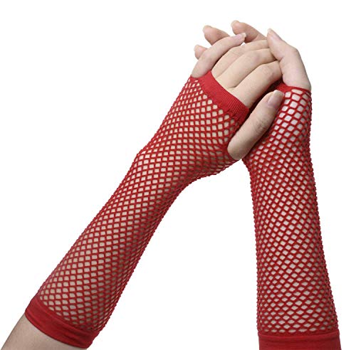 image for Penta Angel 12 Pairs Colored Nylon Long Fingerless Fishnet Gloves Elas