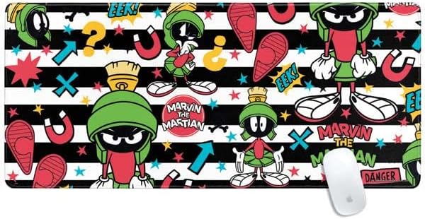 Skinit Extra Large Gaming Mouse Pad - Officially Licensed Looney Tunes Marvin The Martian Super Sized Design with Stitched Edges, Waterproof, Non-Slip Rubber Base, Desk Mat for Keyboard & Mouse
