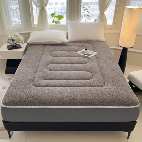 LDLCYCN Greyb,200 * 220cm, Engrosar Protector De Colchón Tamaño Rey Reina Cubierta De Colchón Caliente Envoltura Completa Antideslizante Cubierta Protectora De Cama con Bolsillo Profundo De 12'