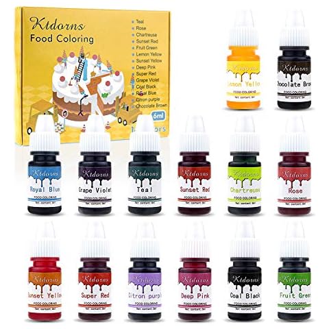 Food Coloring-14 Color Variety Kit-cake food coloring liquid Variety Kit for Food color Baking, Decorating,Fondant and Cooking, Slime Making Supplies Kit - .25 fl. oz. Bottles Cover