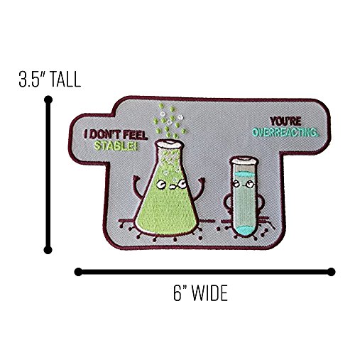 Overreacting Funny Chemistry Beaker Chemicals - Novelty Iron On Patch Applique #TOP1