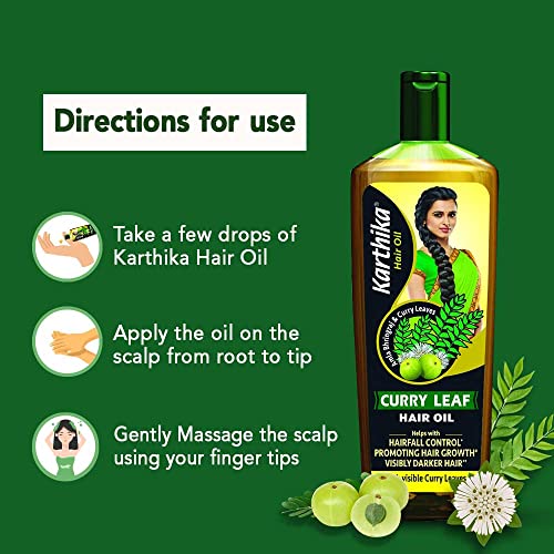 Image of Karthika Curry Leaf Hair Oil, Controls Hairfall, Promotes Hair Growth, Visibly Darker Hair, with Goodness Of Amla and Bhringraj, 200ml