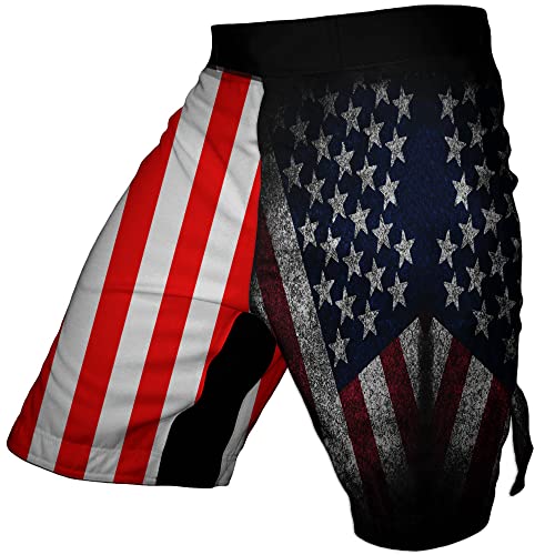 DZC Men Running Short MMA BJJ Boxing Fitness Sports Shorts American Flag Shorts Us Flag