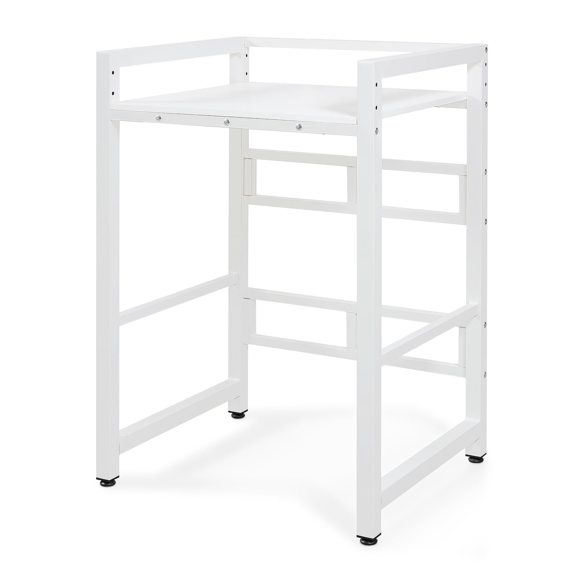 [en.casa] Scaffale per Incolonnamento Lavatrice Asciugatrice Kit di Sovrapposizione in Acciaio con Ripiano Regolabile Colonna Bucato Supporto Bagno Lavanderia 105x73x63 cm - Bianco