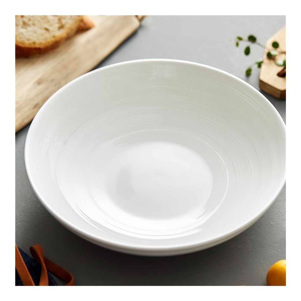 Talerze Obiadowe Biały talerz do użytku domowego, ceramiczny, głęboki talerz do zastawy stołowej(8inch)