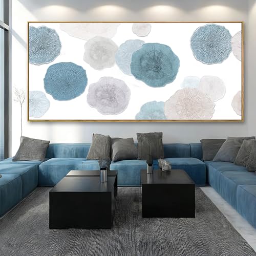 Image of VAYIMDH Blue Hand Painted Wall Art Abstract Canvas Paintings Contemporary Wall Decorations 40 inchx86 inch Bedroom Artwork Pictures for Dining Room