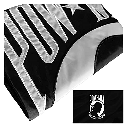 Double Sided Embroidered Pow Flag 3x5 Outdoor- Heavy Duty Polyester 2ply You are Not Forgotten Prisoner of War Pow Mia Flags Banner with 2 Brass Grommets 4 Rows Stitched