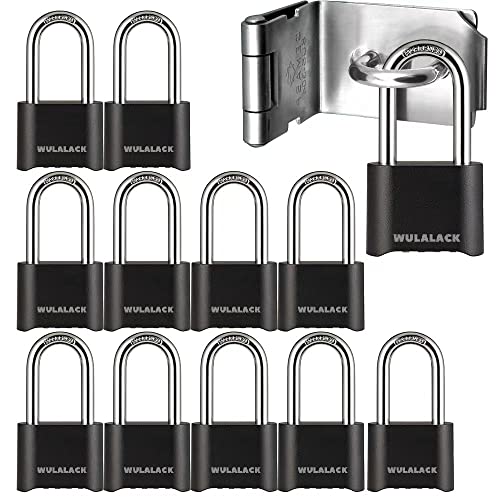Image of WULALACK Combination Lock - 12 Pack Long Shackle Combo for Gates, Sheds, and Storage