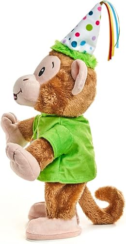 Miniatura 5 de Cuddle Barn - Cumpleaños Bash Brett  Peluche de mono animado baila a la celebración, 13 pulgadas