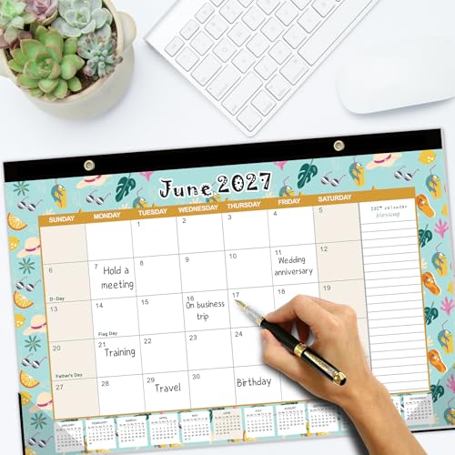 Image of GuassLee Desk Calendar 2026-2027, Desktop Calendar Monthly Pages 17 inch x 11.5 inch Runs from Jun.2026 to Dec. 2027-19 Monthly Hanging Calendar with Corner Protectors for School, Home and Office