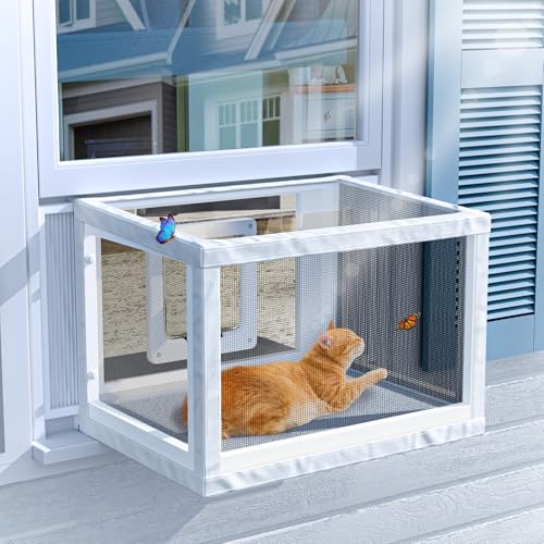 GDLF Winter Cat Window Box Cat Window Perch Catio with Windproof Cover & Door Fits 24.338.8 Openings (Min Height 16)