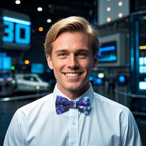 Image of Colorful Fun Pattern Pre-Tied Bow Tie Mens Floral Space Adjustable Bowtie