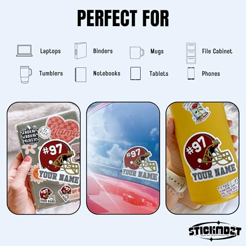 image for STICKMD2T Personalized American Football Sticker Custom Numbers Helmet
