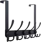 Encozy Over Door Hooks Hanger,Door Hooks for Bedrooms,Stainless Steel Hooks Storage for Coat Hat(Over door hooks black)