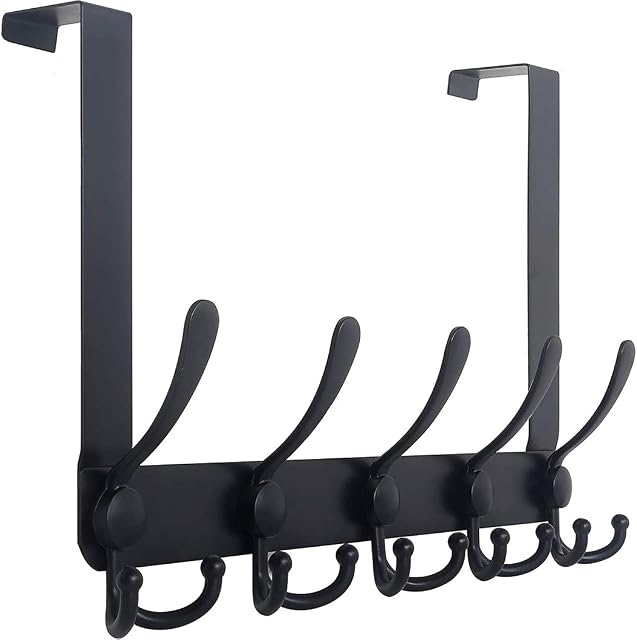Encozy Over Door Hooks Hanger,Door Hooks for Bedrooms,Stainless Steel Hooks Storage for Coat Hat(Over door hooks black)