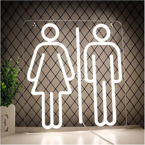 Enseigne au néon pour toilettes lampe LED éclairage mural chambre 30x33cm