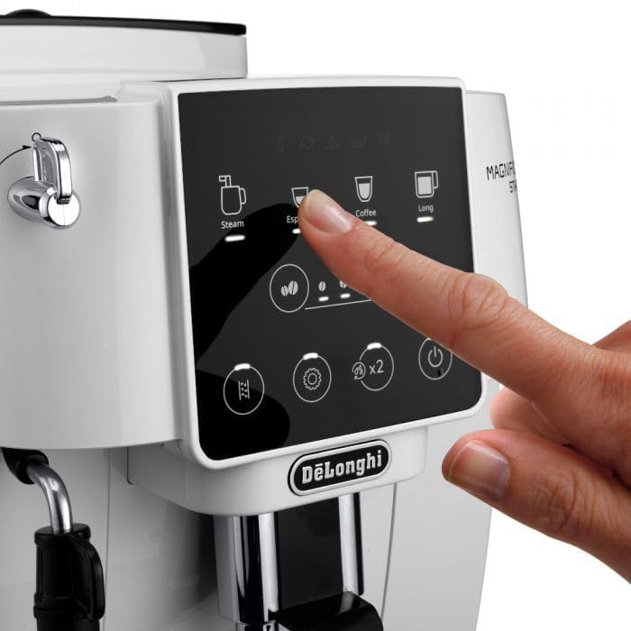 Image of De'Longhi Magnifica Start Fully Automatic Coffee Machine, Original Italian Brand, Built-In Grinder, 4 Recipes, One-touch Espresso Maker, Milk Frother Wand, Bean to Cup, White, ECAM220.20