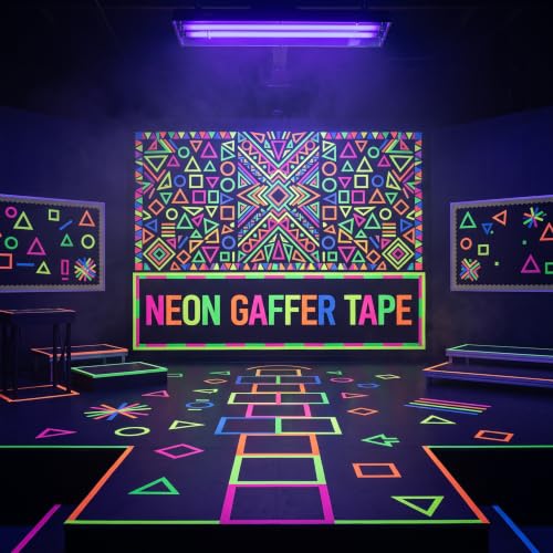 Image of Ctosree Spike Tape Sets, 1 /2 Wide x 65ft Length, 5 Colors Neon Gaffer Tape, Heavy Duty Fluorescent Gaff Tape for Theater Stage Floors, Holds Down Wires Pinstripe Marking Tape (30)