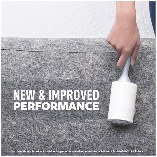 Image of Scotch-Brite Everyday Clean Lint Roller, Lint Remover for Pet Hair, Dark Clothes, Furniture, and Dusty Surfaces, Picks Up Fur & Fluff in Your Home, Car, & Office, 5 Pack, 475 Adhesive Sheets Total