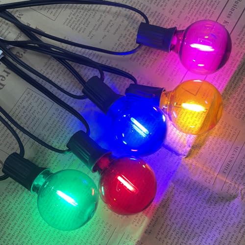Image of GOOTHY 25 Pack G40 LED Multicolor Christmas Replacement Light Bulbs, E12 Candelabra Base LED Globe Bulbs for Outdoor Christmas String Lights, 0.6W Shatterproof Round Colorful Christms Light Bulbs