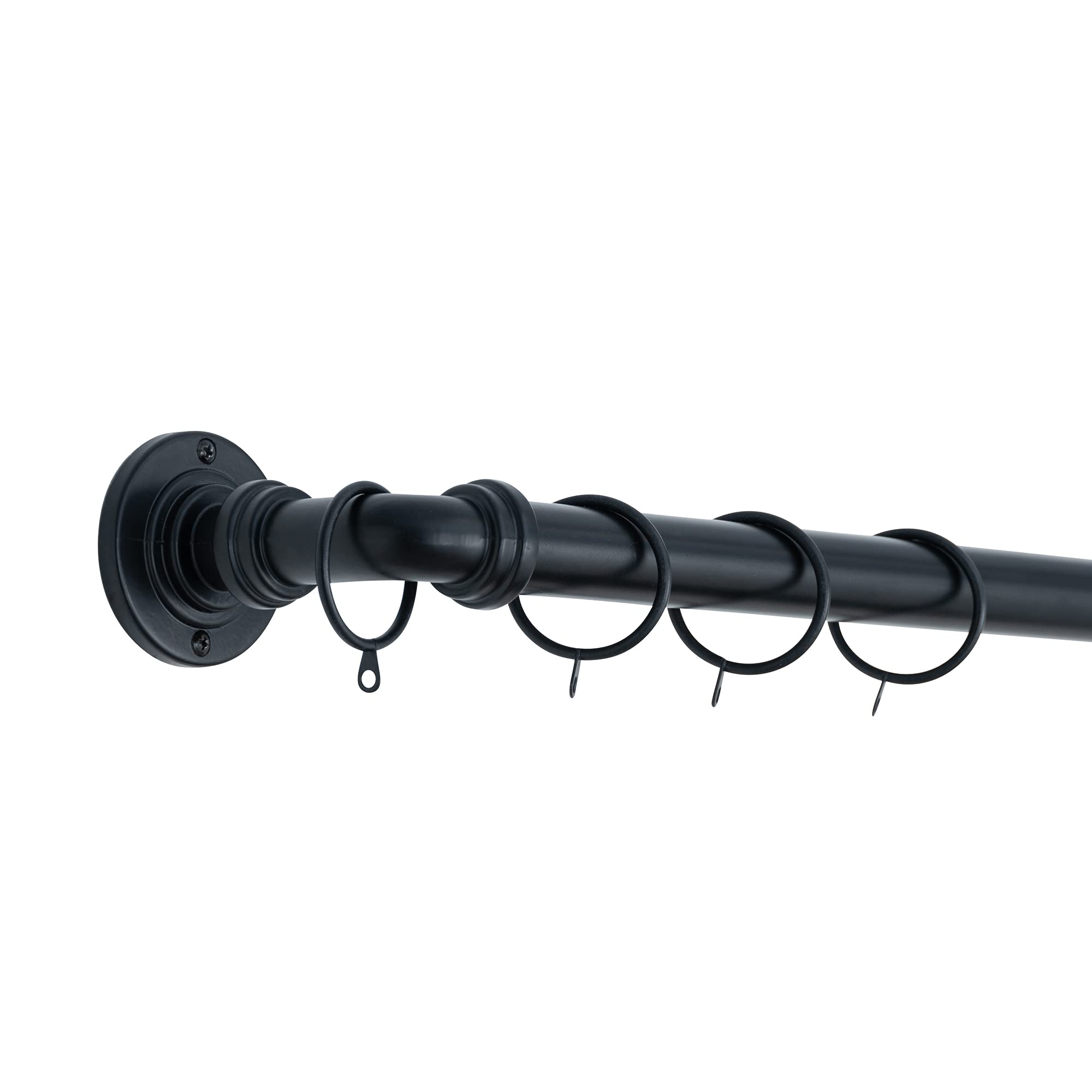 A.Unique Home Room Darkening Metal Extendable Curtain Pole with Rings and Fittings, In a Variety of Colours and Sizes (Black, 120cm - 220cm, 47" to 87" Approx)
